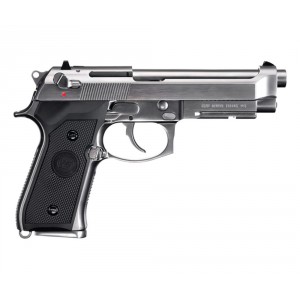 Страйкбольный пистолет WE BERETTA M9A1 new, хром, металл, рельса, блоубэк WE-M012-SV